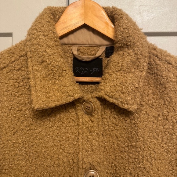 RD Style Camel Teddy Shacket | Cozy Oversized Button-Up Jacket - Picture 2 of 3